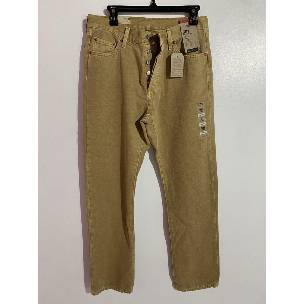 Levis 501 Jeans Mens 29x30 Original Button Fly Mustard Brown Straight Cowboy